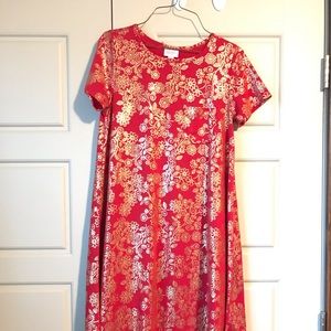 XS red and gold elegant Lularoe Carly dress